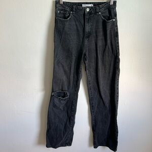 Garage Wide Leg Jeans with Distressed Knee